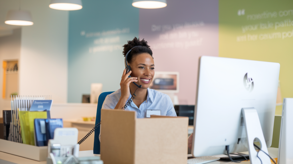 A friendly customer service representative talking on the phone, symbolizing Discover’s exceptional 24/7 customer support and customer-centric approach