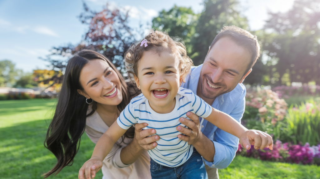 Parents reviewing the Gerber Life Grow-Up® Plan for their child’s financial future.