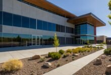 An exterior view of the Revo Technologies office in Murray, Utah, showcasing their modern and innovative workspace, representing the company’s local presence and global reach.